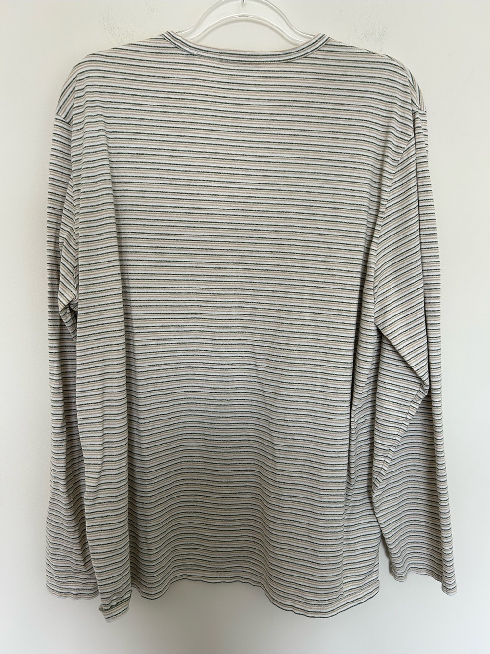 Vince. Pima Cotton Long Sleeve Striped T Shirt Size XL Green and Yellow - Picture 5 of 6